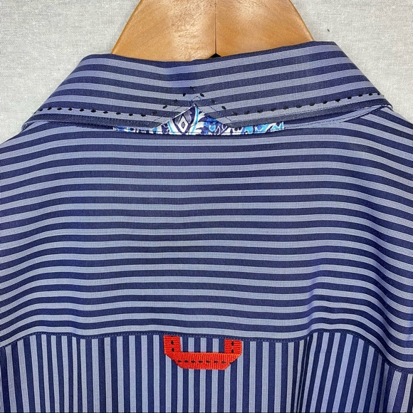 NXT Striped Dress Shirt Contrast Cuffs & Collar Blue Men’s Size 2X - Picture 9 of 11